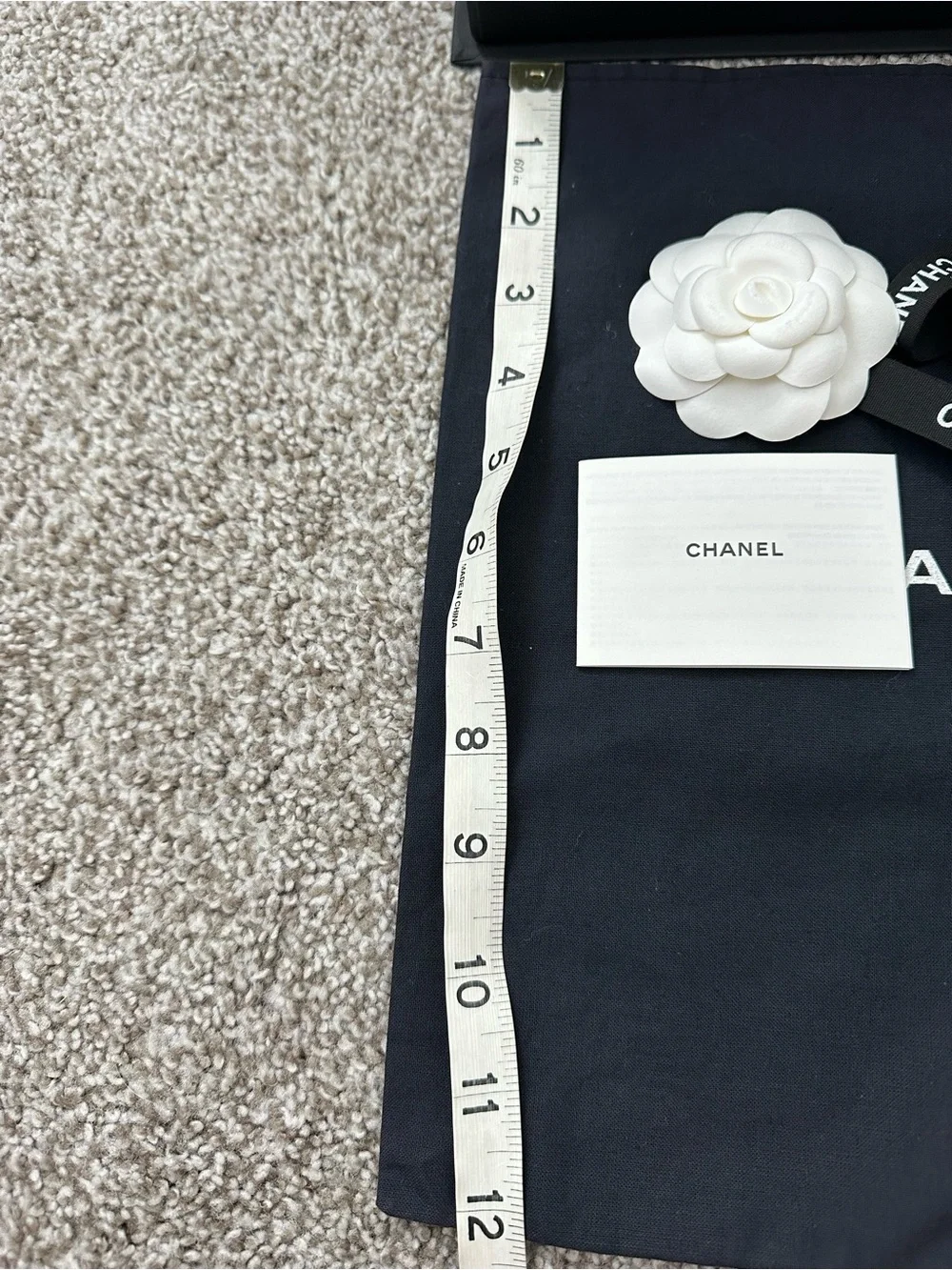 CHANEL Black Gift Box Set with White Camellia Accent for mini to small bag